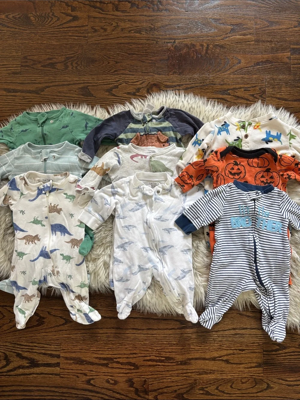 0-3M 9 Baby Boy Footies Bundle Clothes